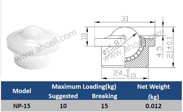 ABS POM Nylon Full Plastic Ball Transfer Castor