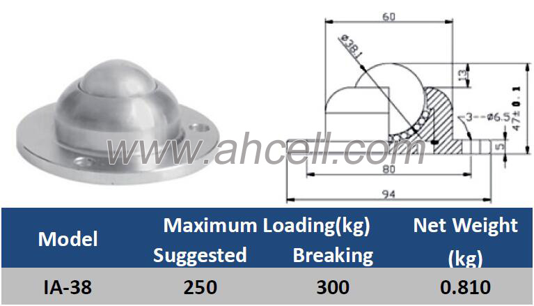 Heavy Duty IA-38 Conveyor Ball Roller Steel Caster Flange Ball Transfer Unit