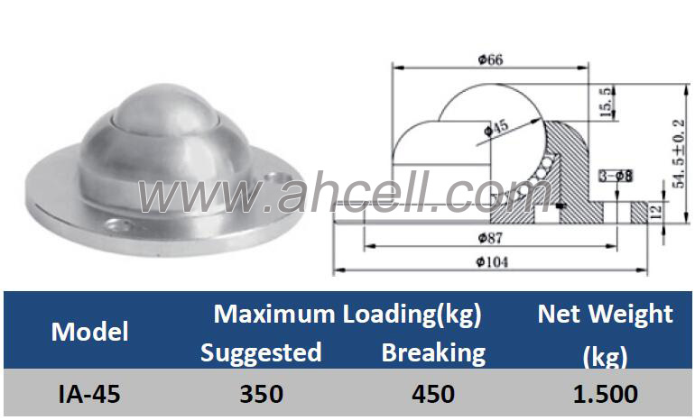 Heavy Duty IA-45 Flanged Ball Transfer Unit Conveyor Ball Roller Steel Caster