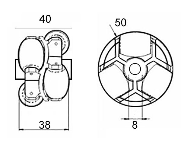 SWC50d8 Omni Track Type ABS Plastic Conveyor Nylon Roller Caster Wheel